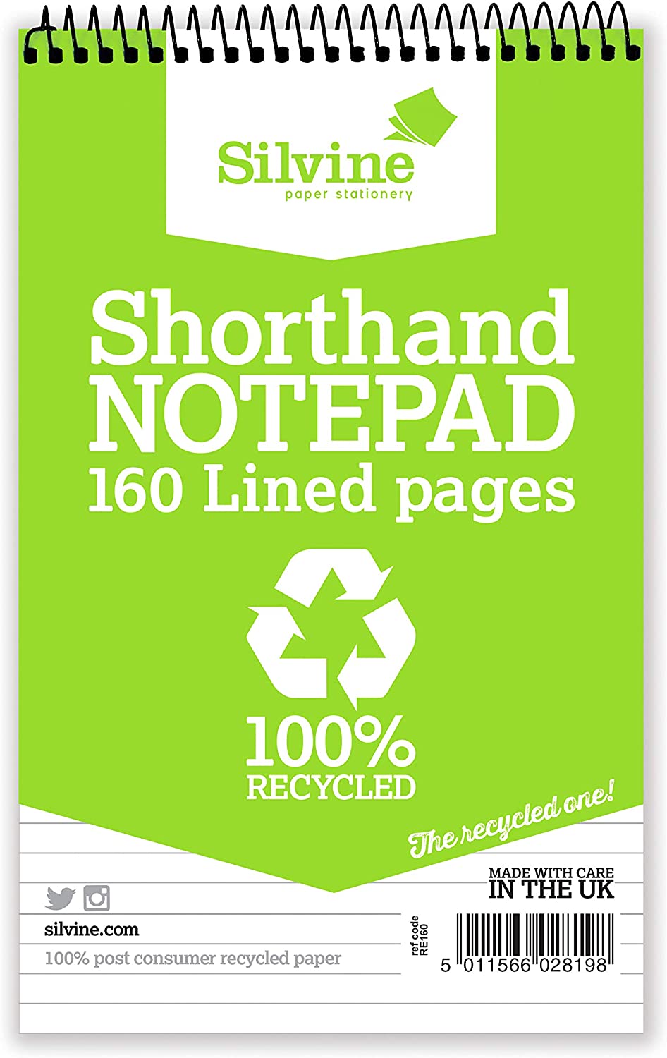 Silvine Shorthand Notebooks 160 Lined Pages 100% Recycled