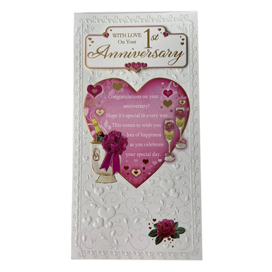 With Love On Your 1st Anniversary Soft Whispers Card