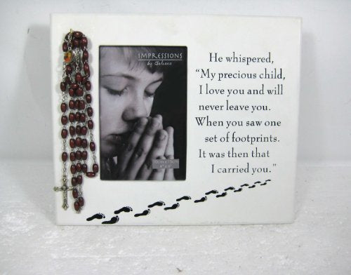 MDF Footprints Freestanding Photo Frame 4 x 6 inch With Rosary Beads