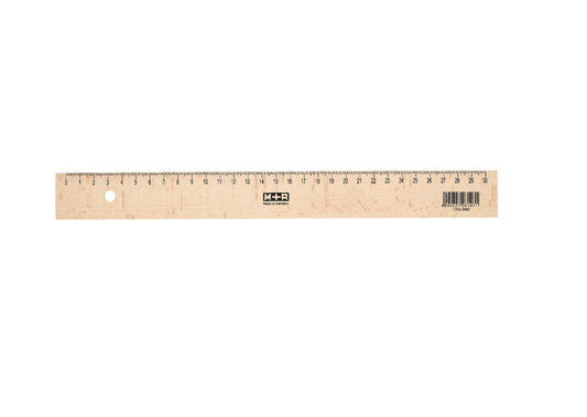 30cm Natural Beechwood Ruler With metal Insert