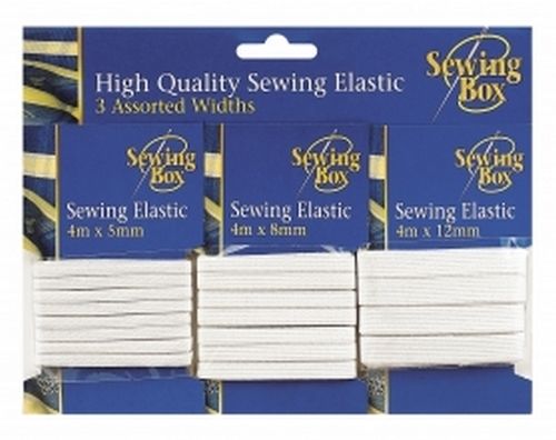 Pack of 3 Assorted Widths Sewing Elastic