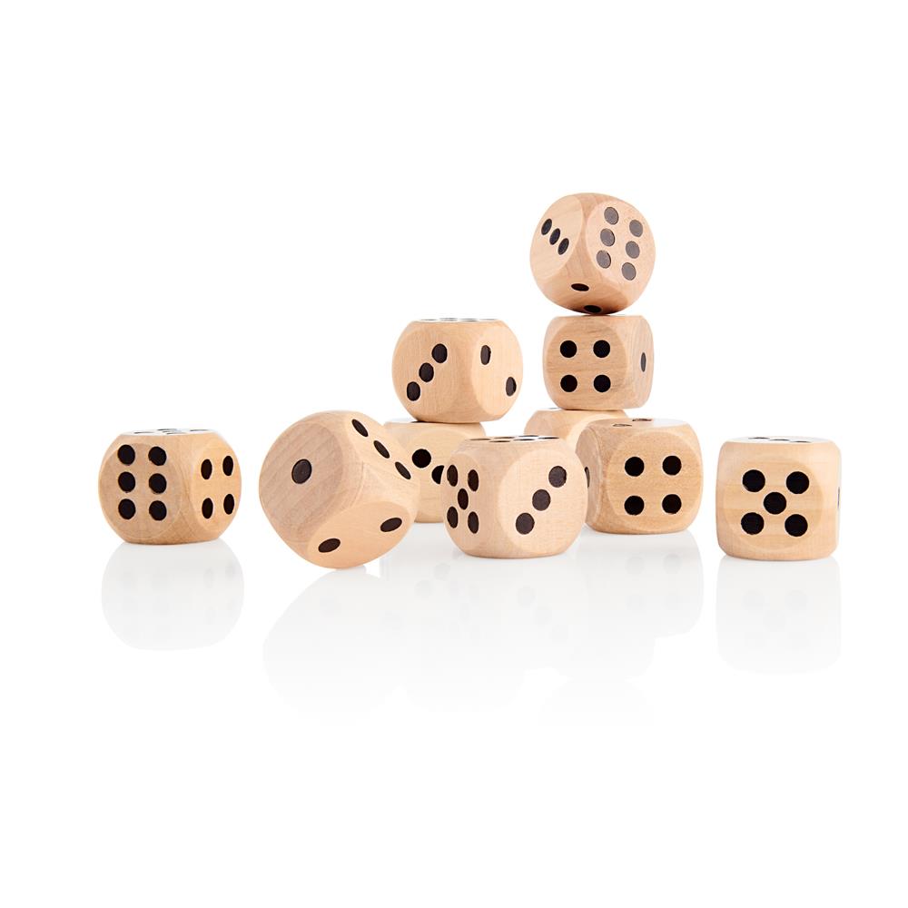 Pack of 10 25mm Wooden Dice by Clever Kidz