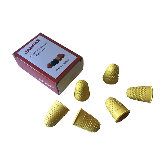 Pack of 12 Yellow No.2 Rubber Thimblettes - Large Thimble Finger Cones