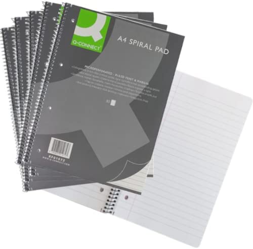 Pack of 5 160 Pages A4 Ruled Margin Spiral Soft Cover Notebooks