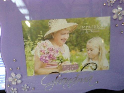 Juliana Glass Frame with Flower Crystals Grandma 6"x4" Lilac