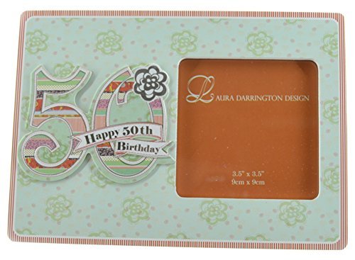 Laura Darrington Patchwork Collection 19cm Wooden Picture Frame - Happy 50th Birthday, 4" x 6" Photo