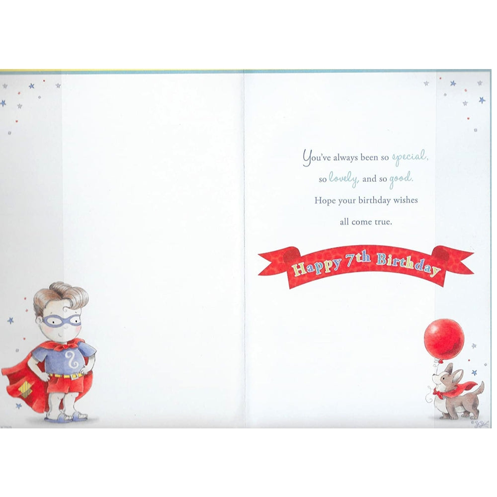 Cute Superman Theme Son 7th Candy Club Birthday Card