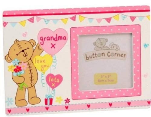 Button Corner MDF Photo Frame 3x3 - Grandma Quality Birthday Gift