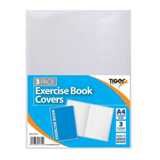 Pack of 3 A4 Exercise Book Covers (Clear)