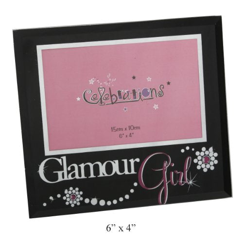 Black Glass Glamour Girl Photo Picture Frame 6x4" New