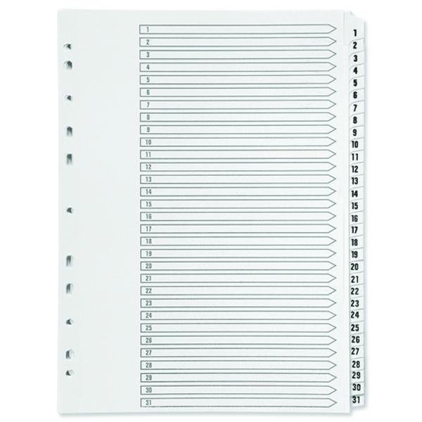 Q-Connect 1-31 Index Multi-Punched Reinforced Board Clear Tab A4 White KF01936