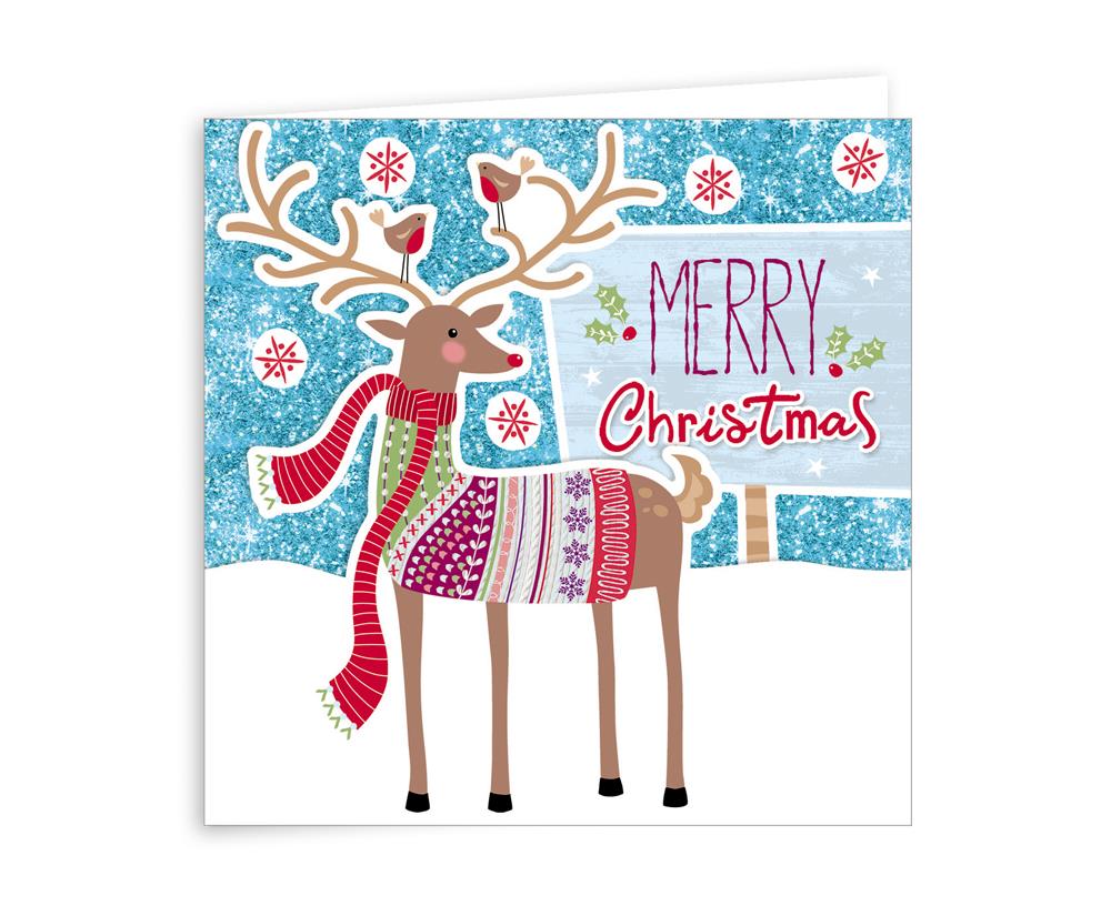 Pack of 6 Stag Design Handcrafted Christmas Cards