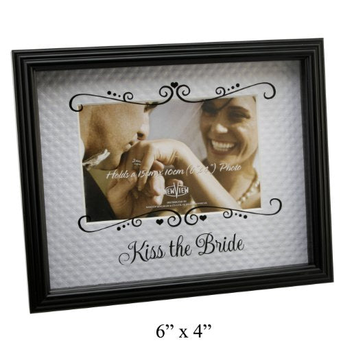 Wedding Bride & Groom Glass Printed Picture Photo Frame "Kiss The Bride" 6"x 4"