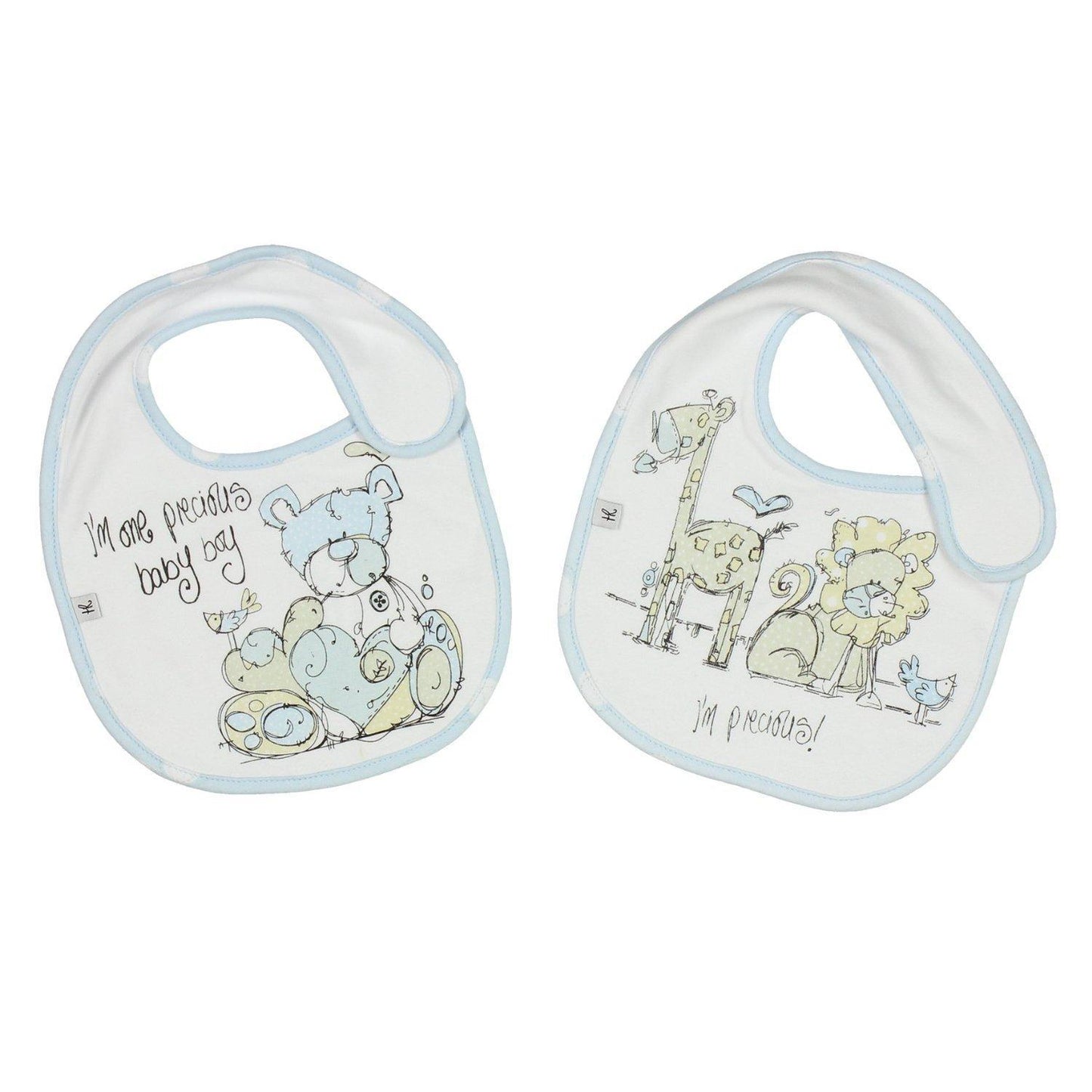 Tracey Russell Polka Dot Set of 2 Bibs "Precious Baby Boy" - In a Gift Box