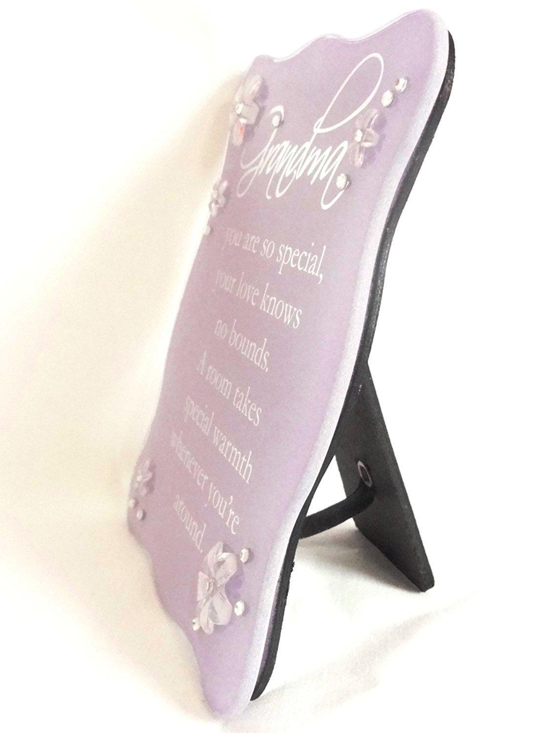 Juliana Glass Curved Edge Plaque & Flowers Lilac - Grandma