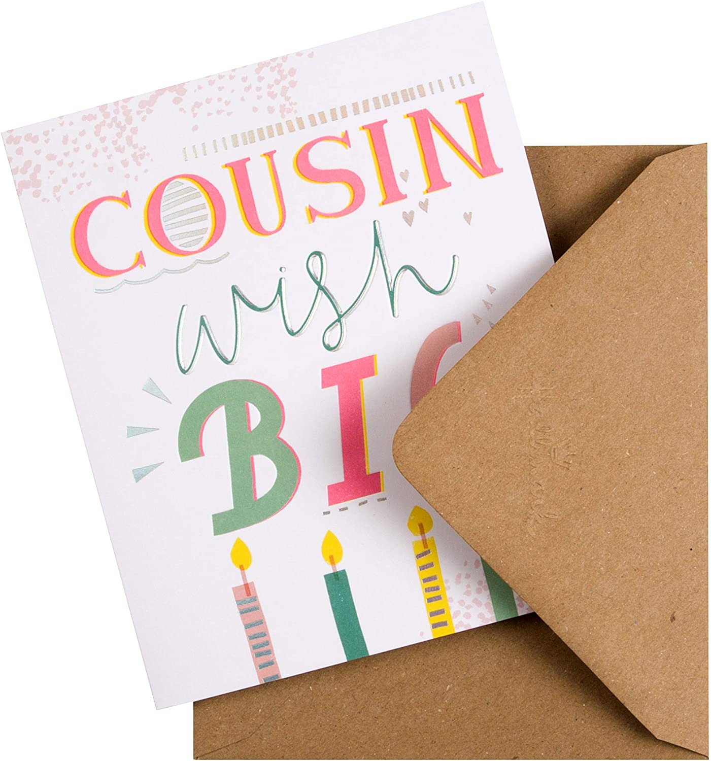 Contemporary Embossed Text Design Cousin Birthday Card