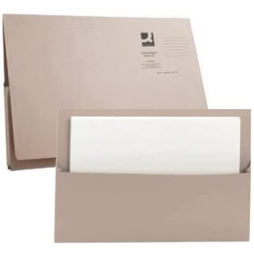 Pack of 50 Foolscap Long Flap Document Buff Wallets