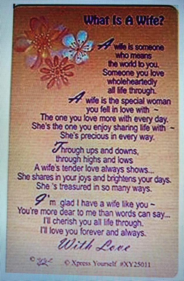 What Is A Wife Nice Verse Xpress Yourself Keepsake Wallet Purse Greeting Card