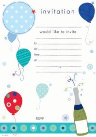 Pack of 20 Balloon and Bottle Design Party Invitation Sheets and Envelopes