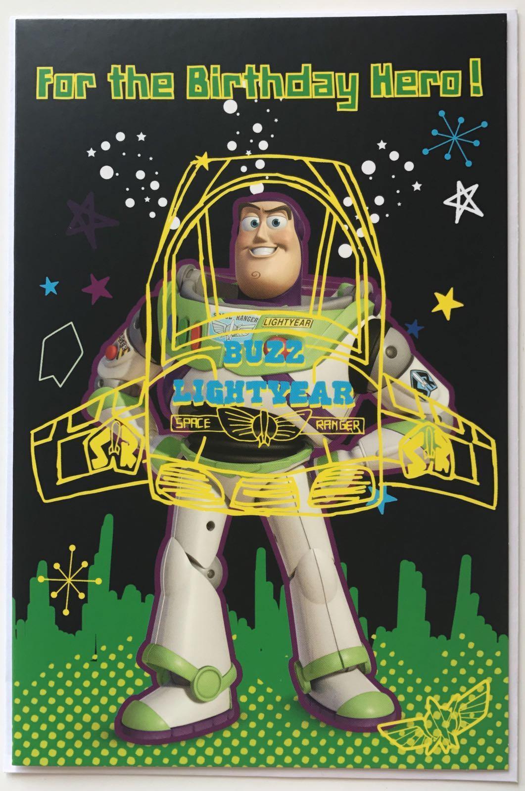 Disney toy story buzz lightyear for the birthday hero! birthday card