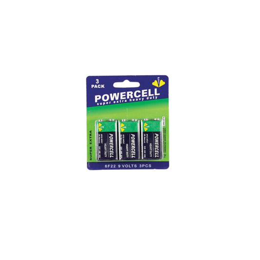 Pack of 3 6f22 9 Volts Heavy Duty Batteries by Powercell