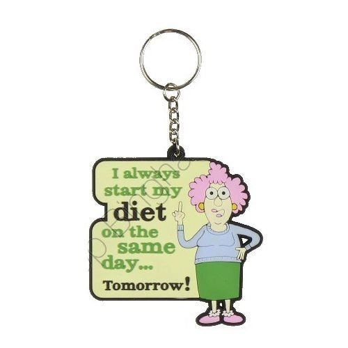 Aunty Acid 3D Rubber Keyring I Always Start My Diet