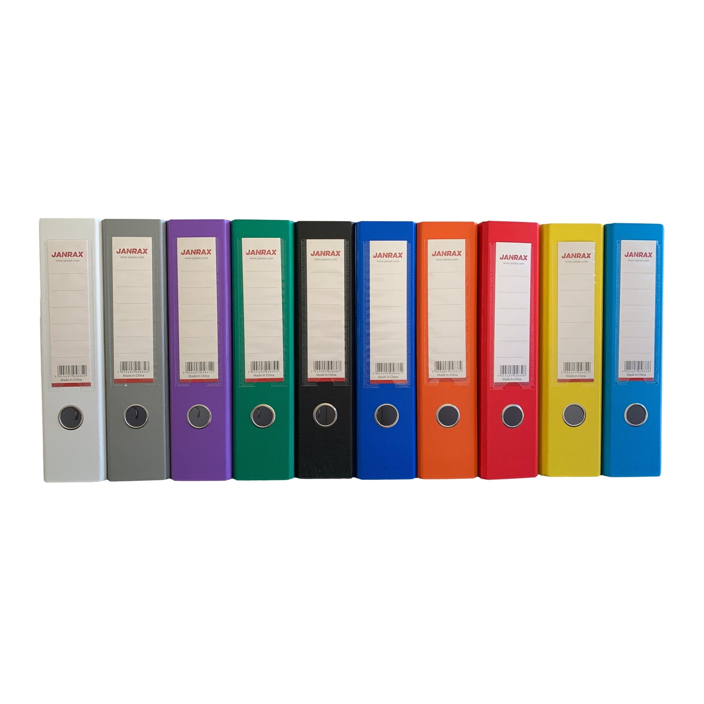 Pack of 10 A4 Assorted Colour Paperbacked Lever Arch Files by Janrax