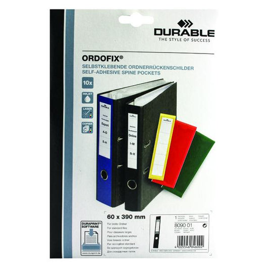 Durable Black Ordofix File Spine Label (Pack of 10) 8090/01