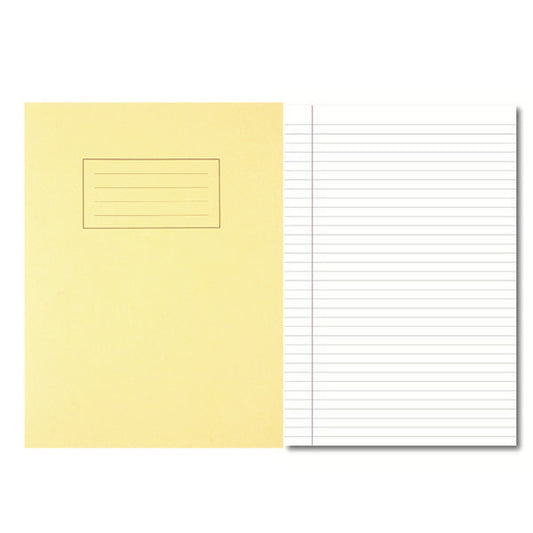 Pack of 100 229x178mm Yellow Exercise Books 80 Pages - Feint Ruled with Margin