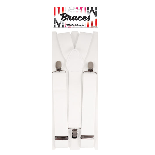 X Shape Trouser Braces White with Strong Metal Clips