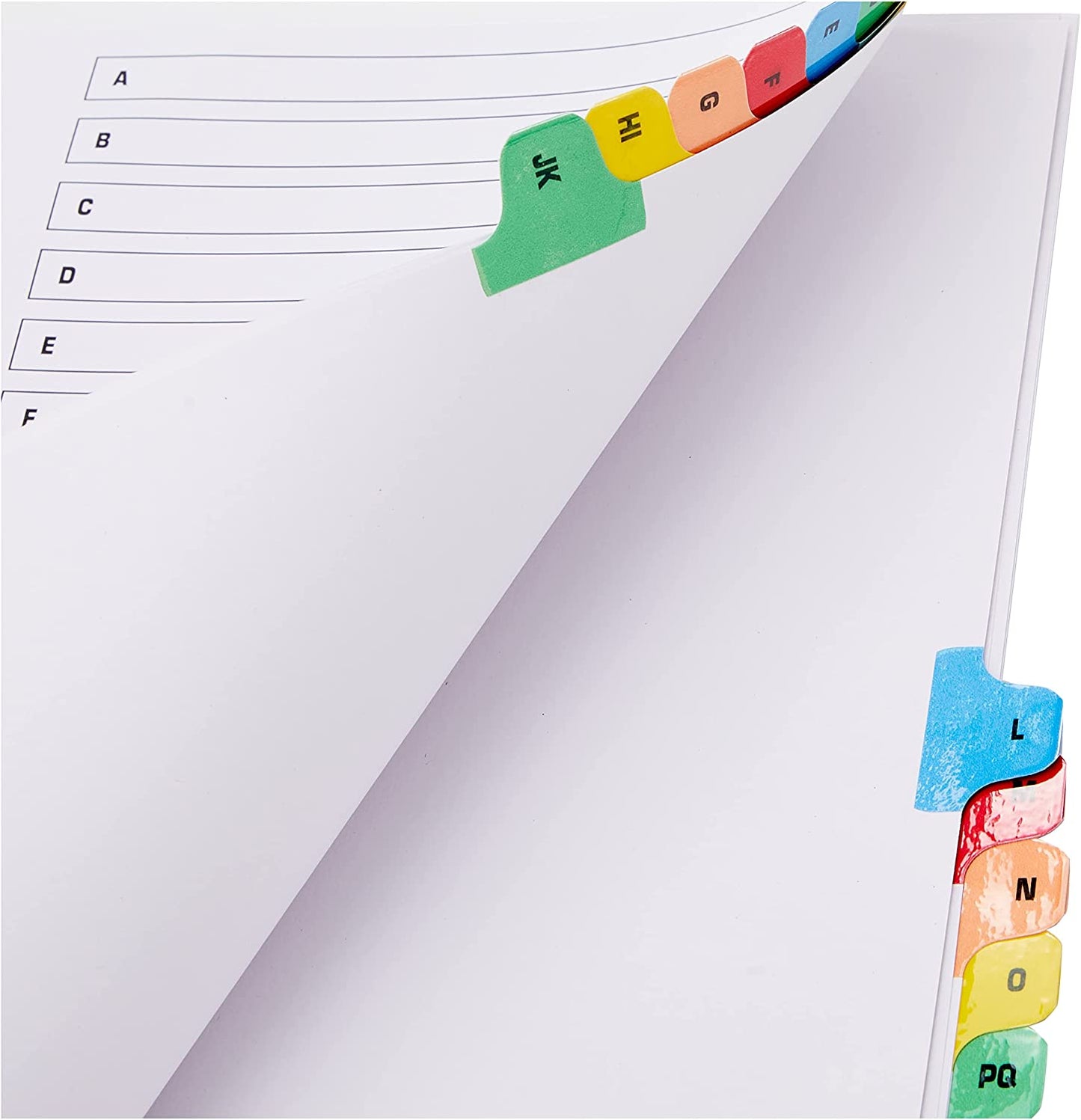 A4 A-Z 20-Part Multi Colour Reinforced Pre-Printed Multi-Punched Index Tabs