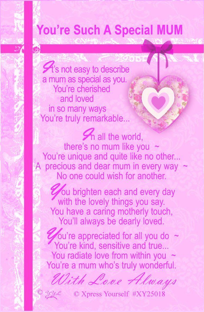 Such A Special Mum Nice Verse Xpress Yourself Keepsake Wallet Purse Greeting Card