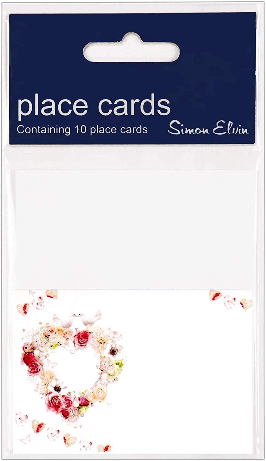 Name Place Foil Wedding Cards Silver Hearts Design Pack of 10