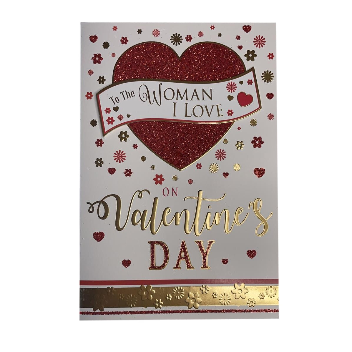 To The Woman I Love Glitter Heart Design Valentine's Day Card