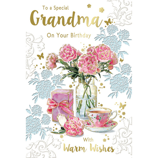 To a Special Grandma On Your Birthday With Warm Wishes Celebrity Style Greeting Card