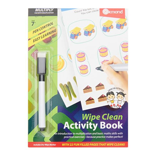 A5 22 Pages Wipe Clean Activity Multiply Book With Pen by Ormond