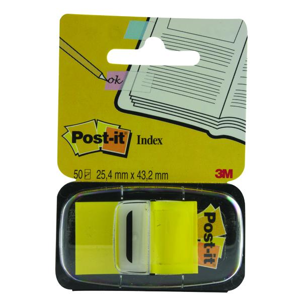 3M Post-it Index Tab 25mm Yellow with Dispenser 680-5