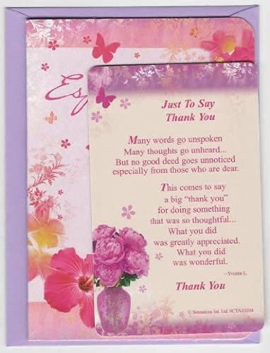 Sentimental Keepsake Wallet / Purse Card - Just to Say Thank You