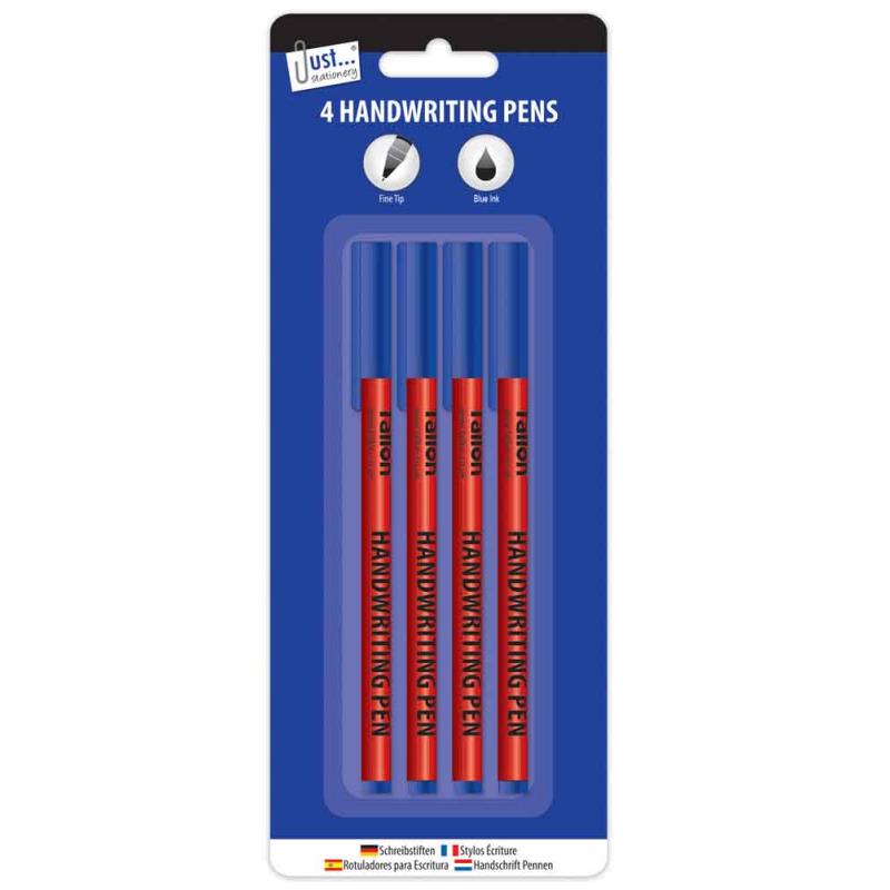 Pack of 4 Blue Ink Hand Writing Pens