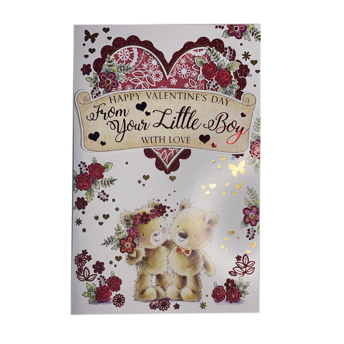 Happy Valentine's Day From Your Little Boy Couple Teddy Design Card