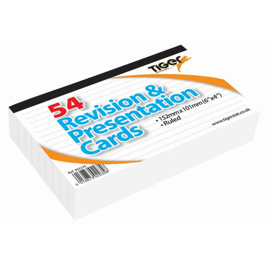 6"X4" White Top Bound Revision Cards Ruled 54 Sheets