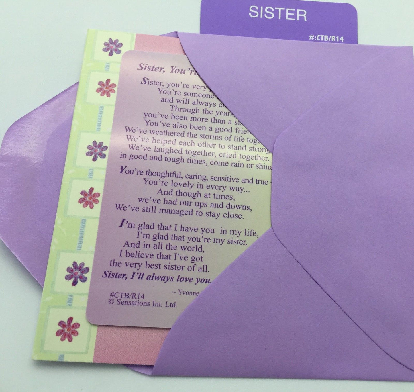 Sister,You`re Precious To Me....Wallet Card (Sentimental Keepsake Wallet /Purse Card)