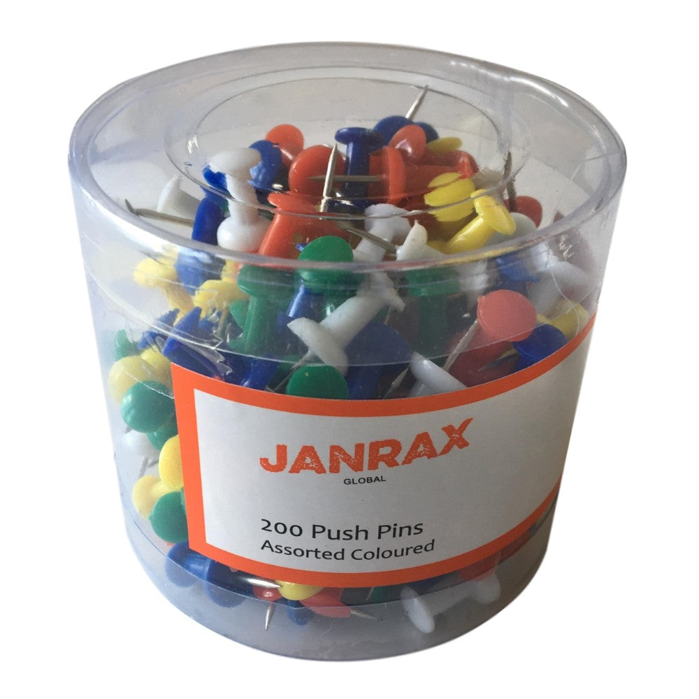 Pack of 200 Assorted Colour Push Pins