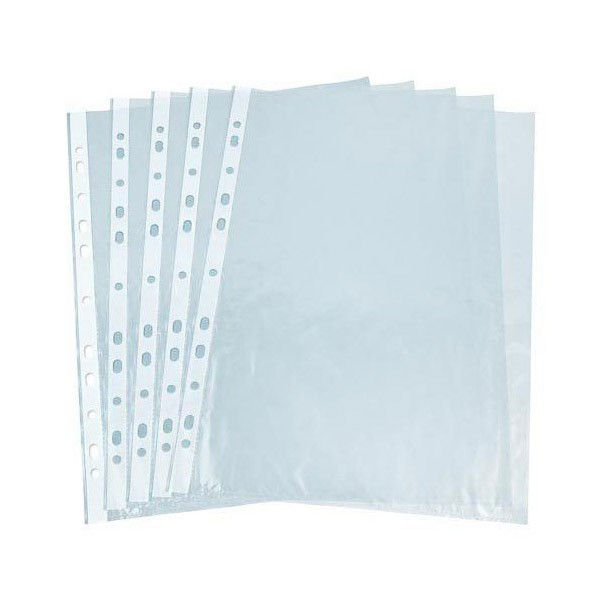 Pack of 100 50 Micron A4 Clear Polypropylene Punched Pockets