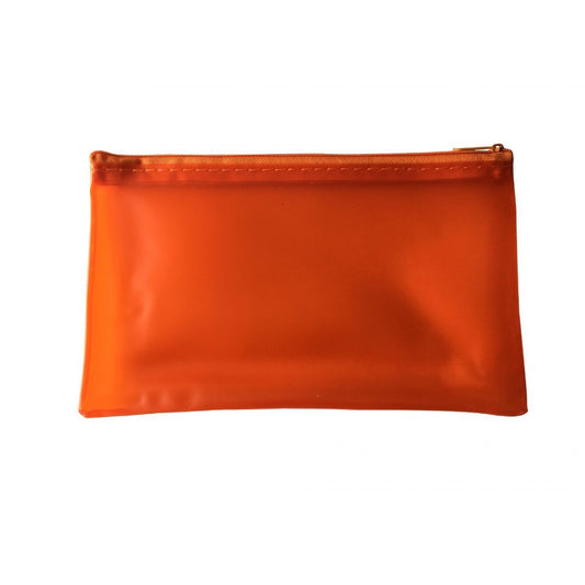 8x5" Frosted Orange Pencil Case - See Through Exam Clear Translucent