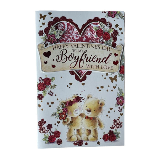 Happy Valentine's Day To My Boyfriend Couple Teddy Design Card