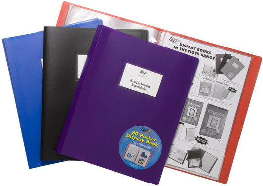 A4 80 Pocket Flexi Cover Display Book - Assorted Colours