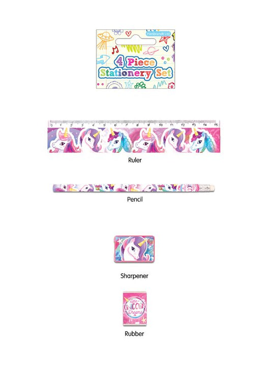 4 Piece Unicorn Stationery Set