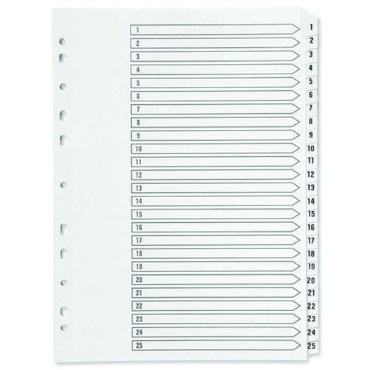 1-25 Index Multi-Punched Reinforced Board Clear Tab A4 White