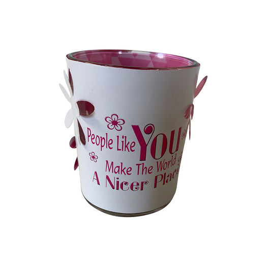 People Like You Nicer Place Glass Sentiment Tealight Candle Holder